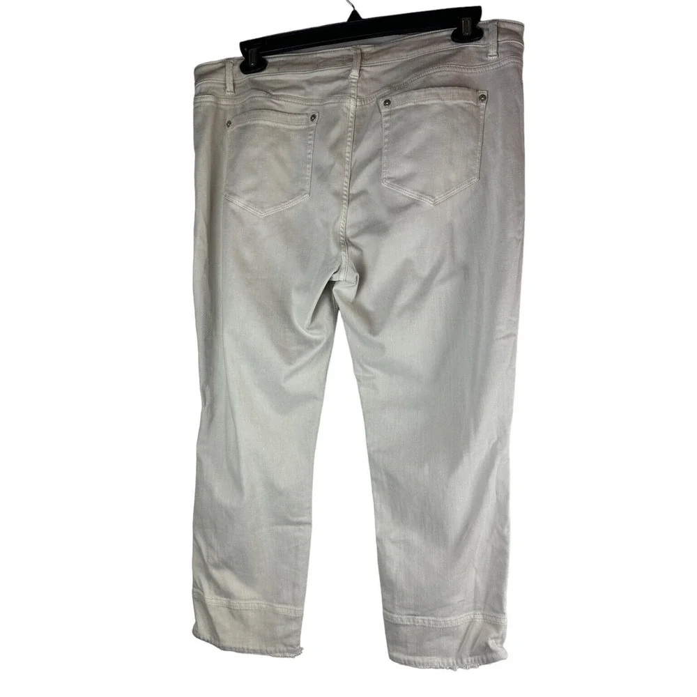 J. Jill Authentic Fit Cropped Jeans Fringe Raw Hem Pebble Cream Plus Size 16 - Picture 3 of 7